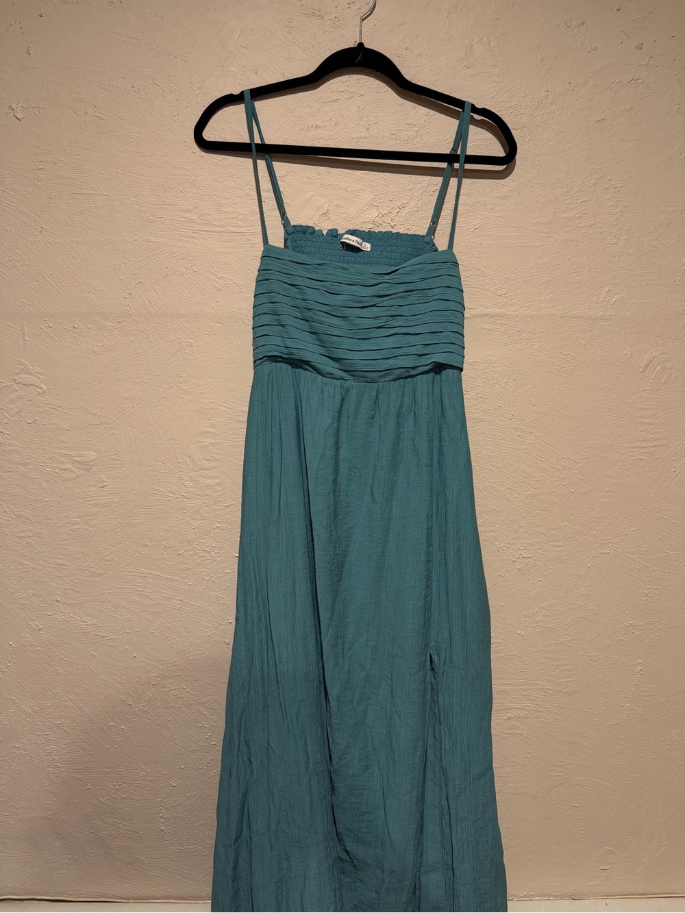 Abercrombie & Fitch Teal Pleated Bodice Maxi Dress